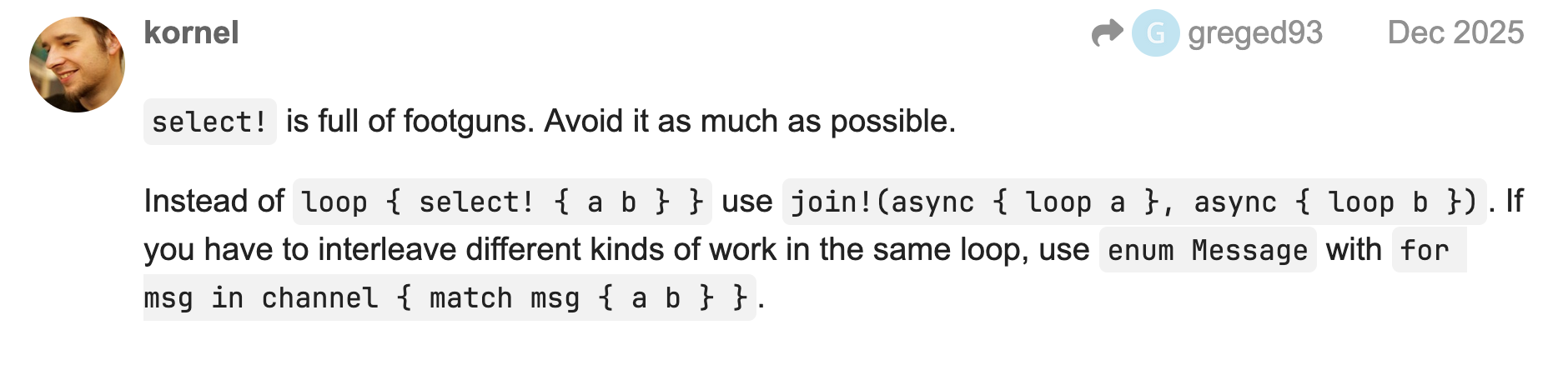 select! is full of footguns. Avoid it as much as possible.